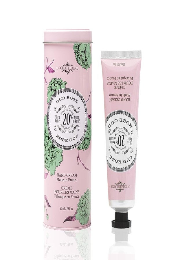 La Chatelaine Shea Butter Hand Cream, Made in France, Natural and Organic Ingredients, 70ml / 2.3 oz, Gift Tin, Oud Rose - Image 1